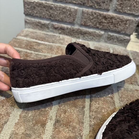 Tory Burch Flower Rosette Slip On Sneaker - Dark Red Brown - Size 8M - Picture 14 of 16